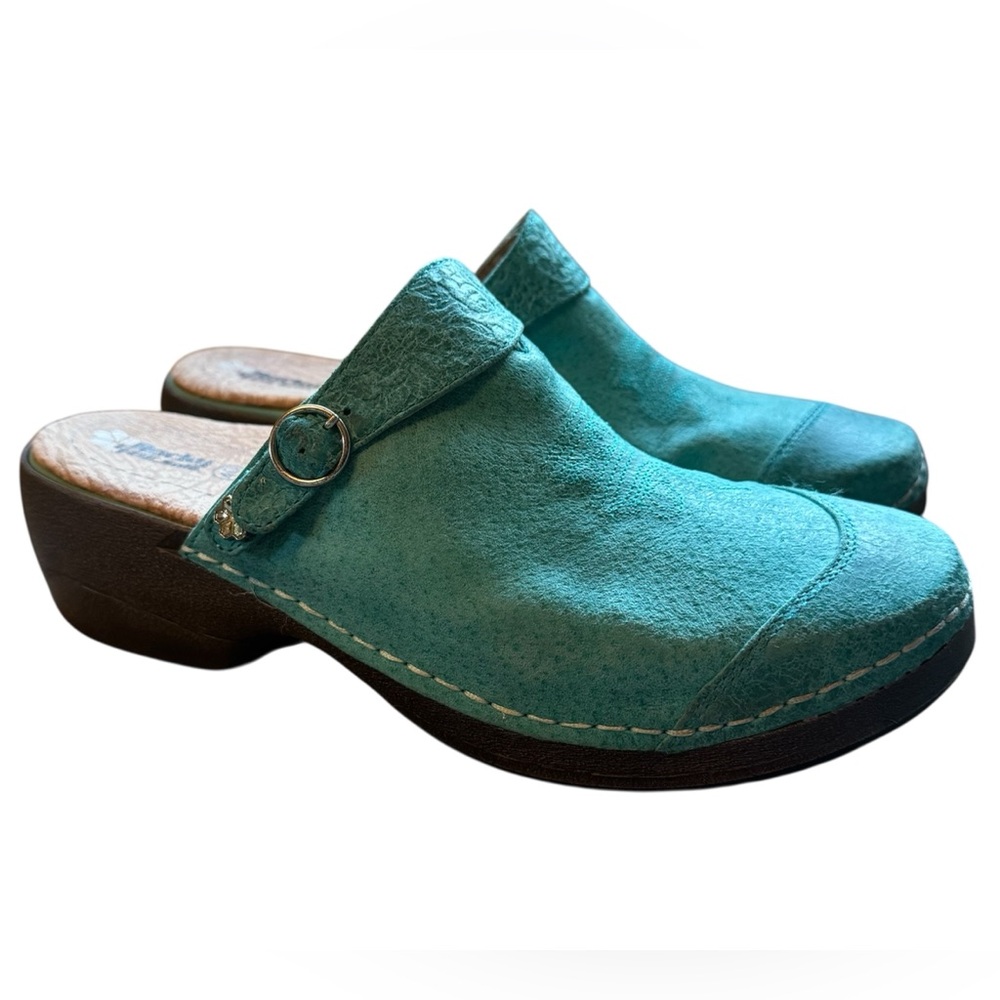 Rocky 4 Eur Sole Turquoise Leather Western Work Clogs | Mule Shoes|US Size 9-9.5